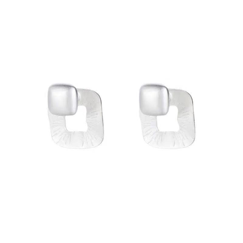Geometric Square Simple Ear Studs for Women’s New Trendy Earring Alloy