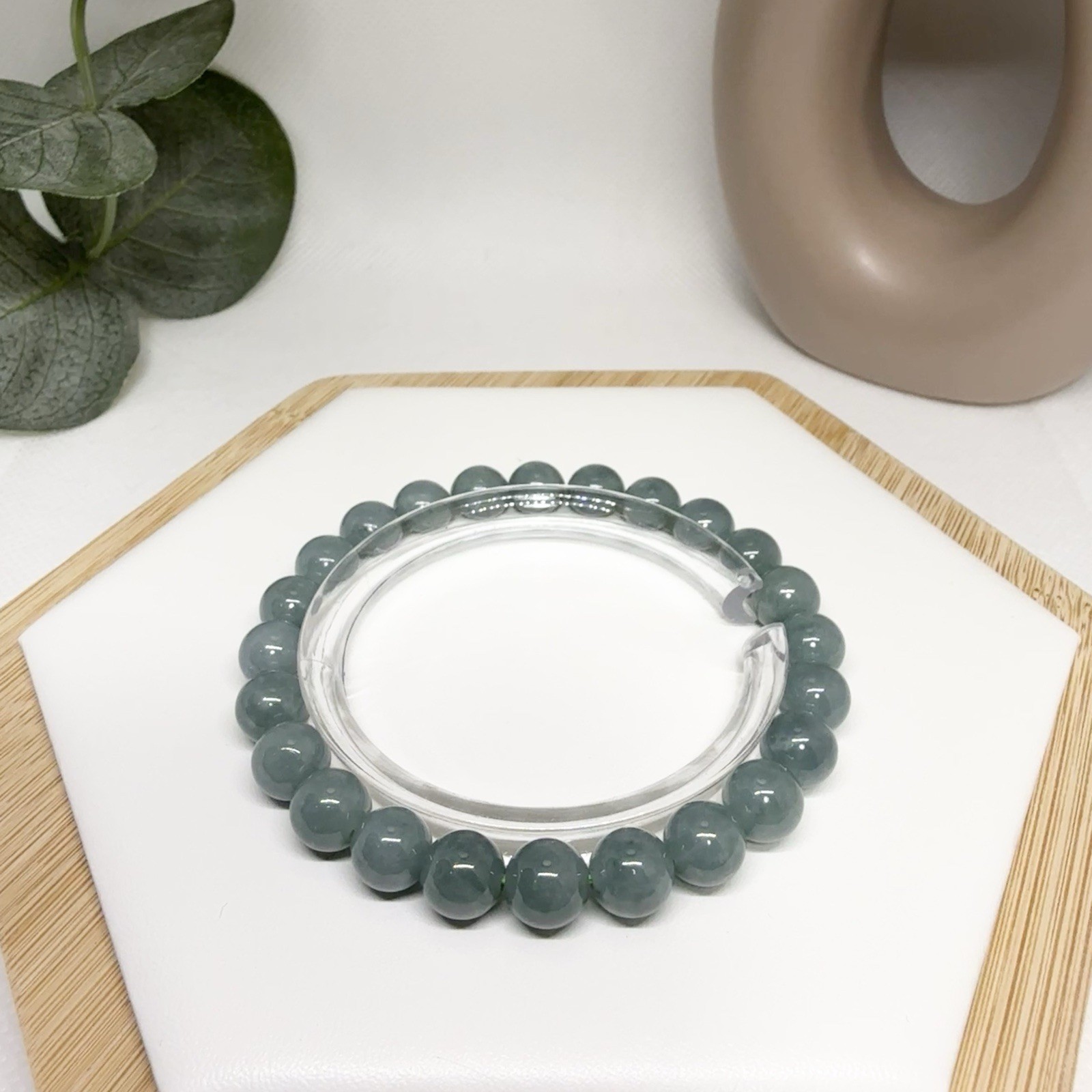 Blue Water Jadeite Bead Bracelet 7.8MM