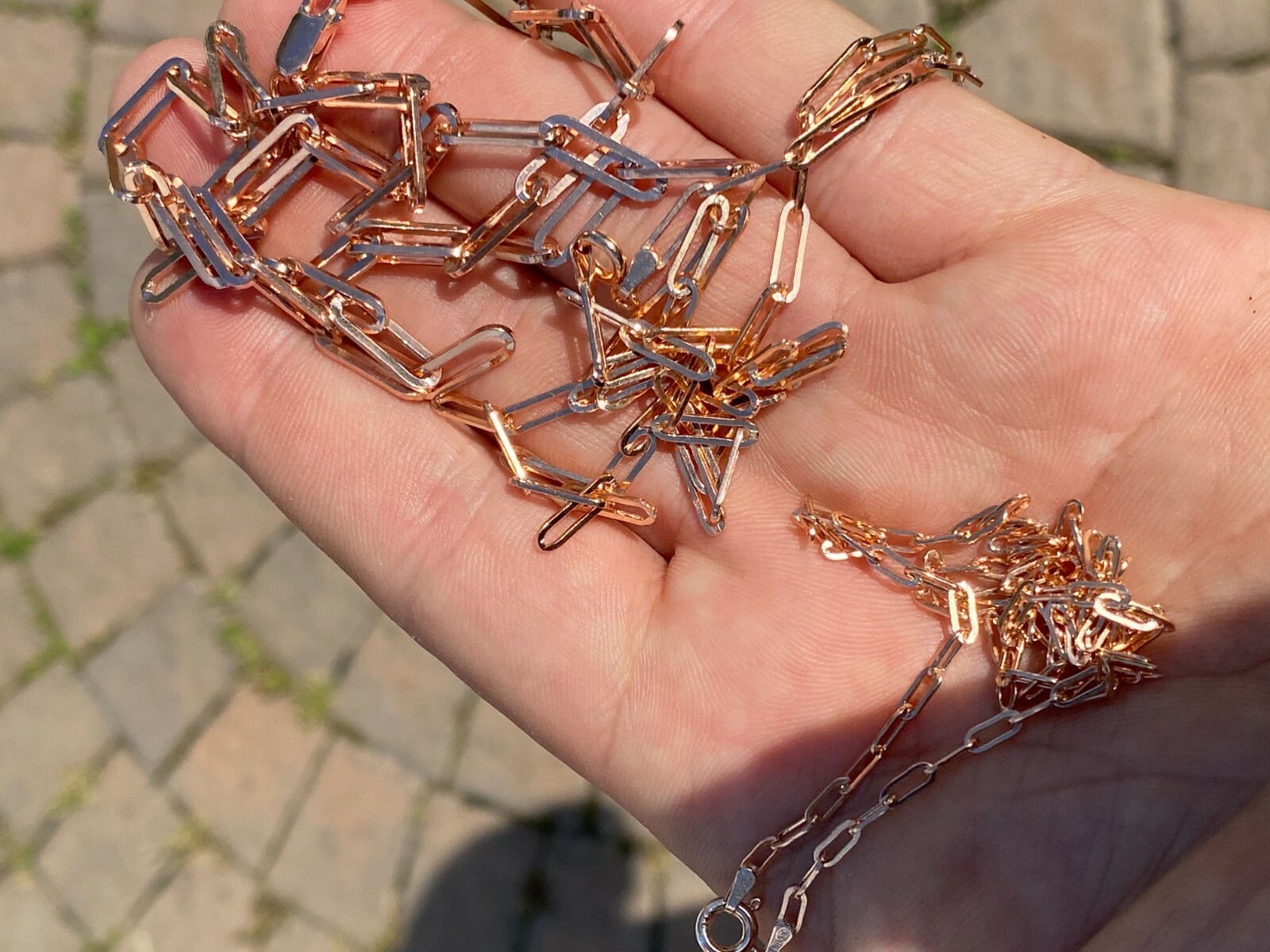14k Rose Gold Plated Solid 925 Silver Paperclip Rolo Chain 2.5mm- 4mm Necklace