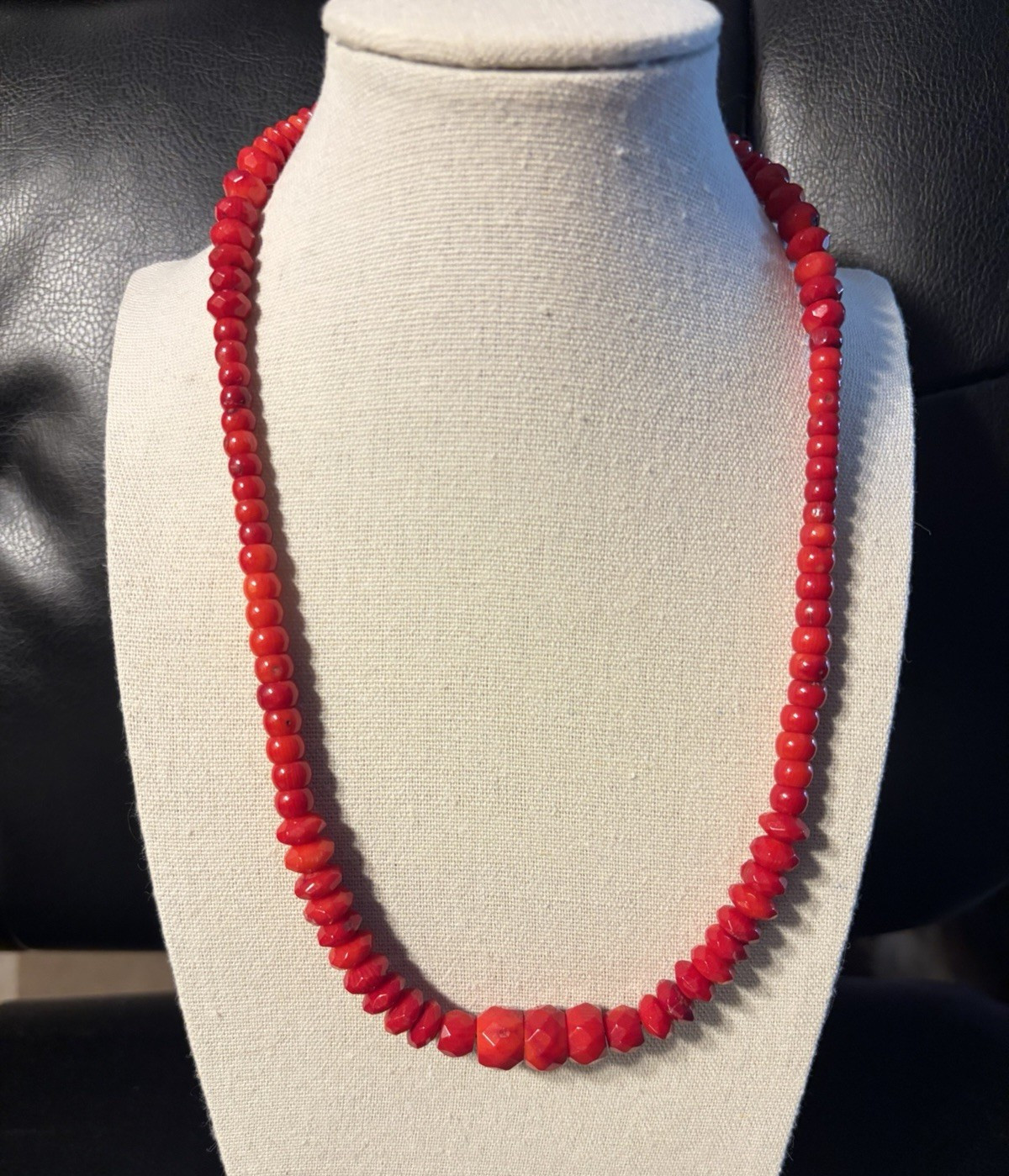 Jay King Red Bamboo Sea Coral Necklace Adjustable 925 Clasp