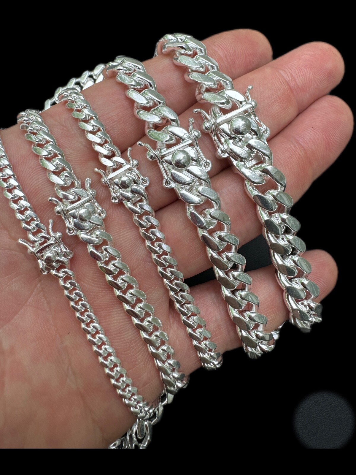 Real Miami Cuban Link Bracelet Solid 925 Sterling Silver Box Clasp ITALY 4-10mm