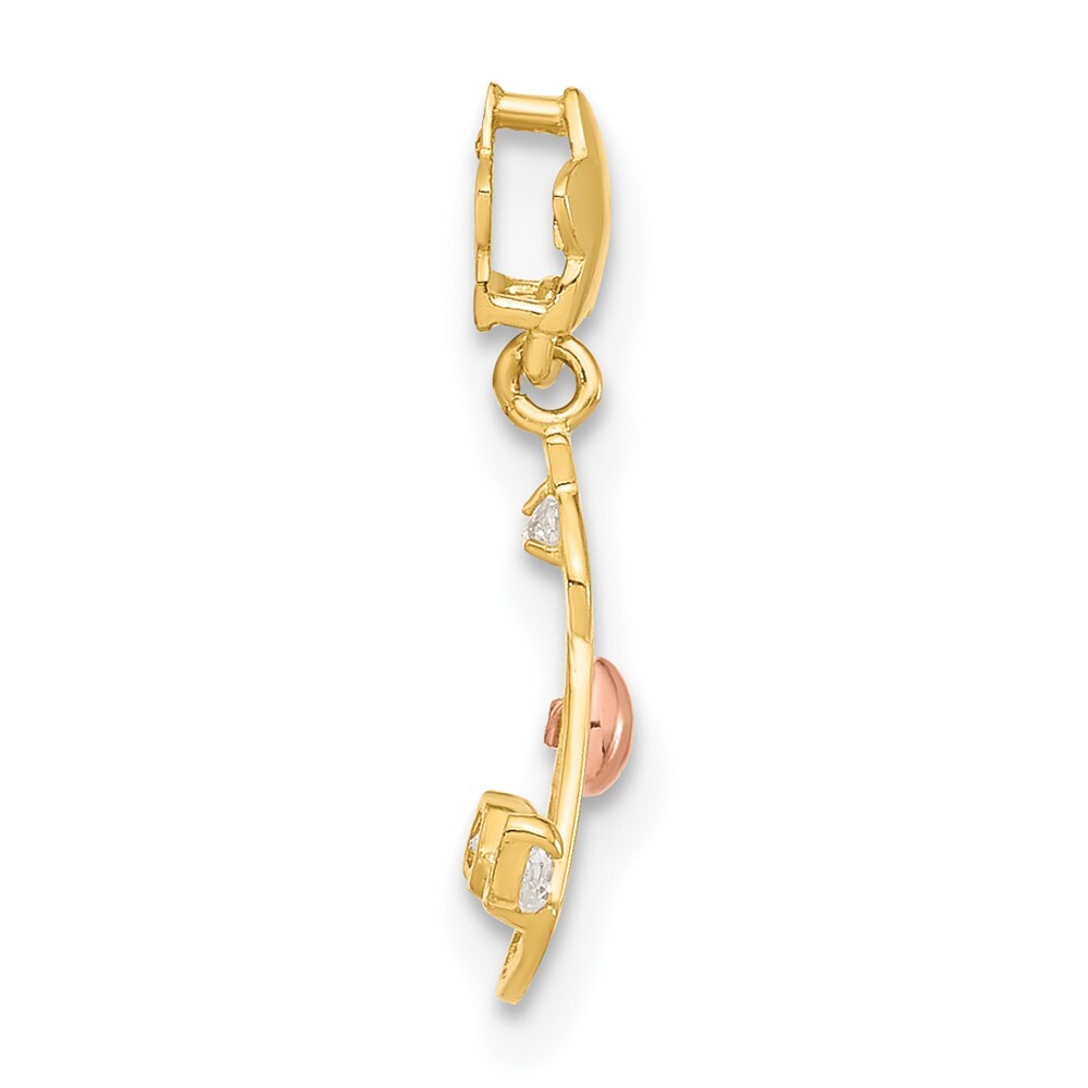 14k Yellow and Rose Gold CZ Childrens Rocking Horse Pendant