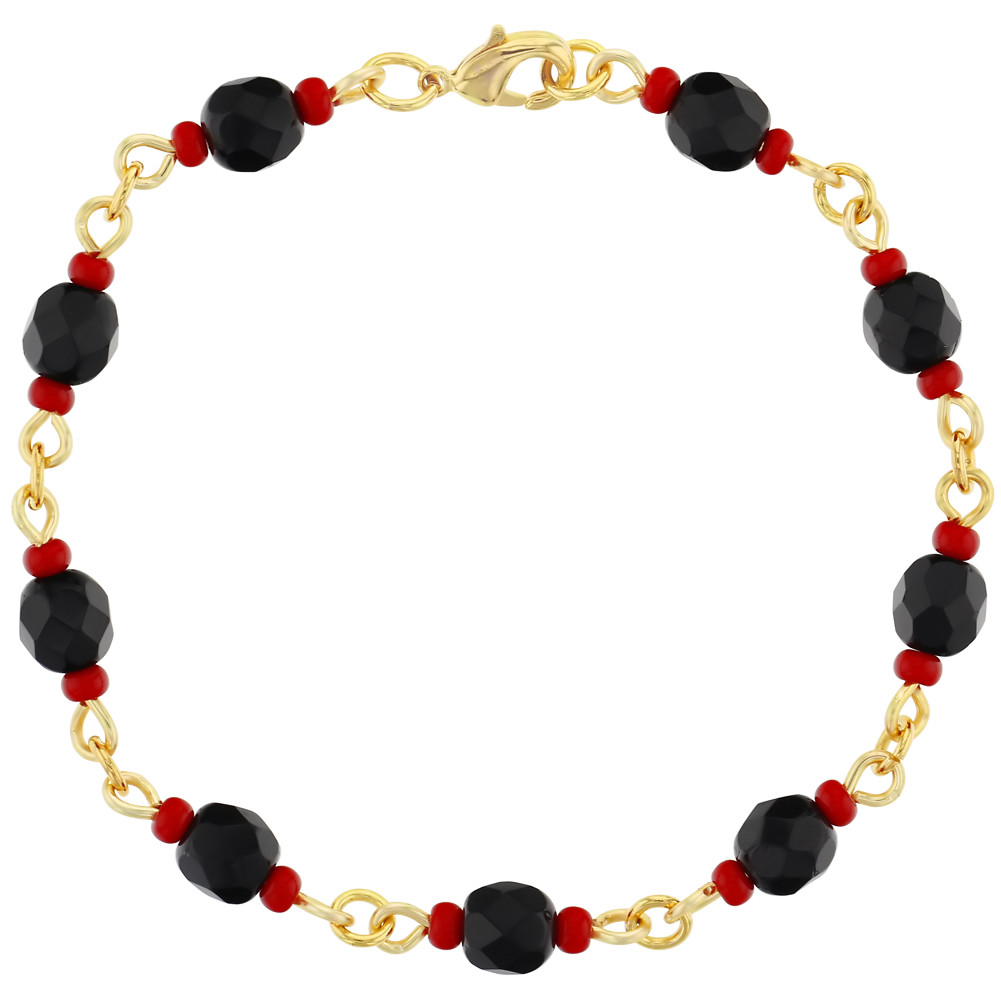 Simulated Azabache Lucky Charm Bracelet Mal de Ojo Protection for Women 7″