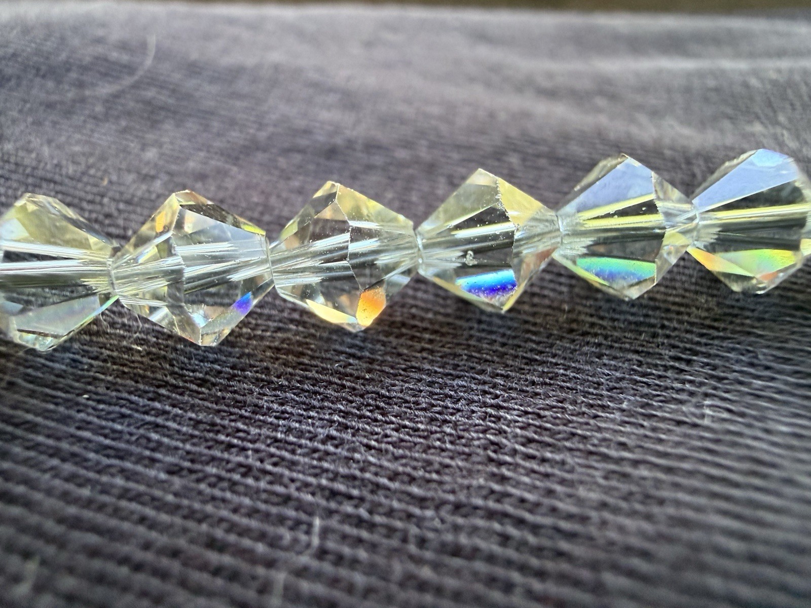 Vintage Tested Silver Aurora Borealis AB Crystal Bicone Beaded Bracelet 7.7g