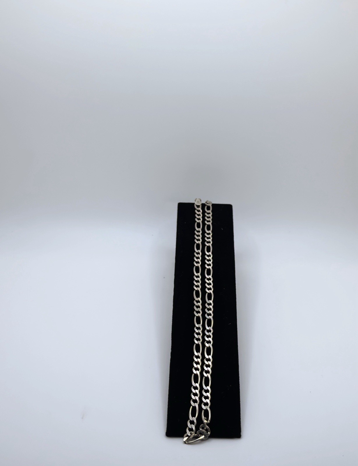 Sterling Silver Figaro Chain Necklace 17in Silver Tone Unisex Durable