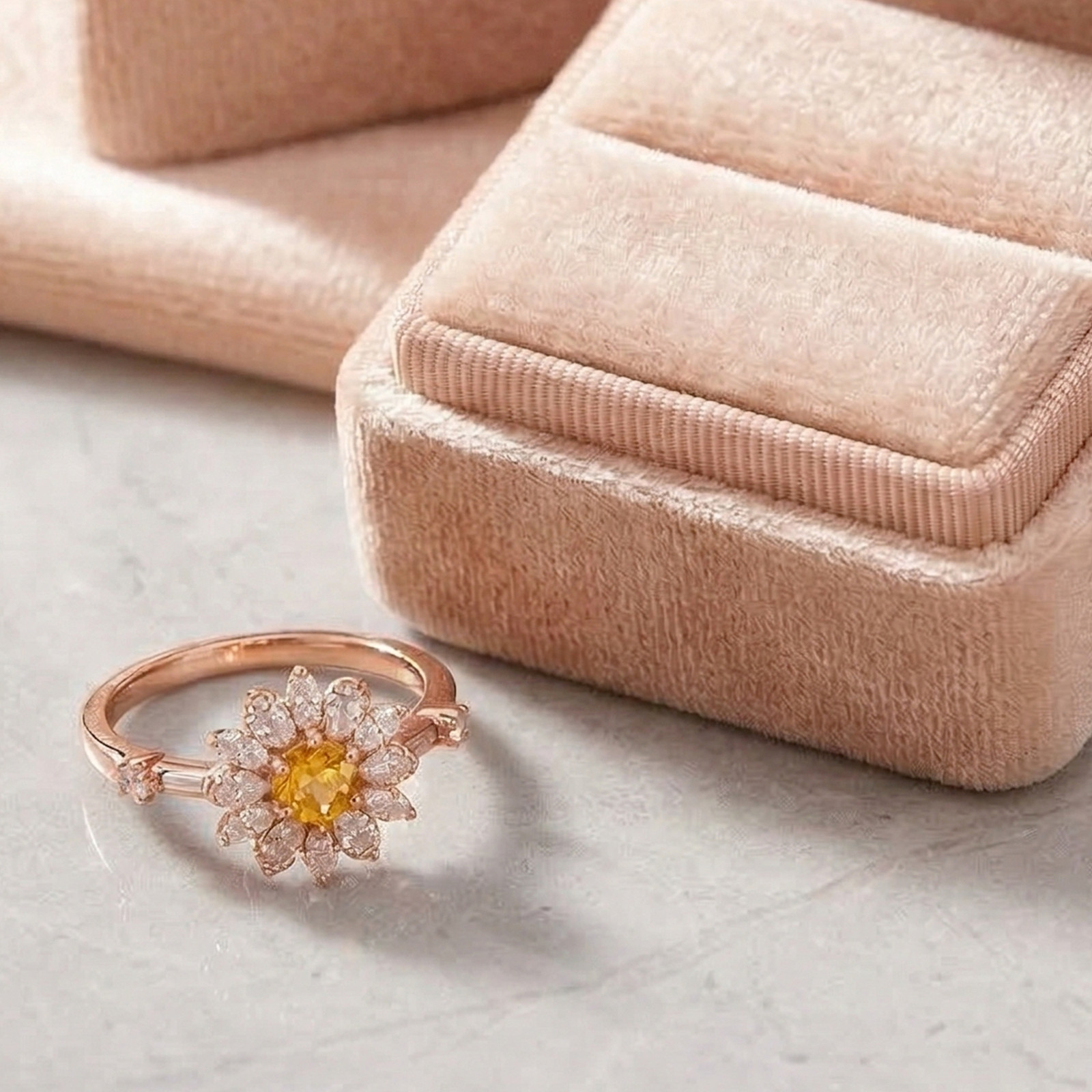 925 Sterling Silver Yellow Citrine Gemstone & Moissanite Handmade Ring
