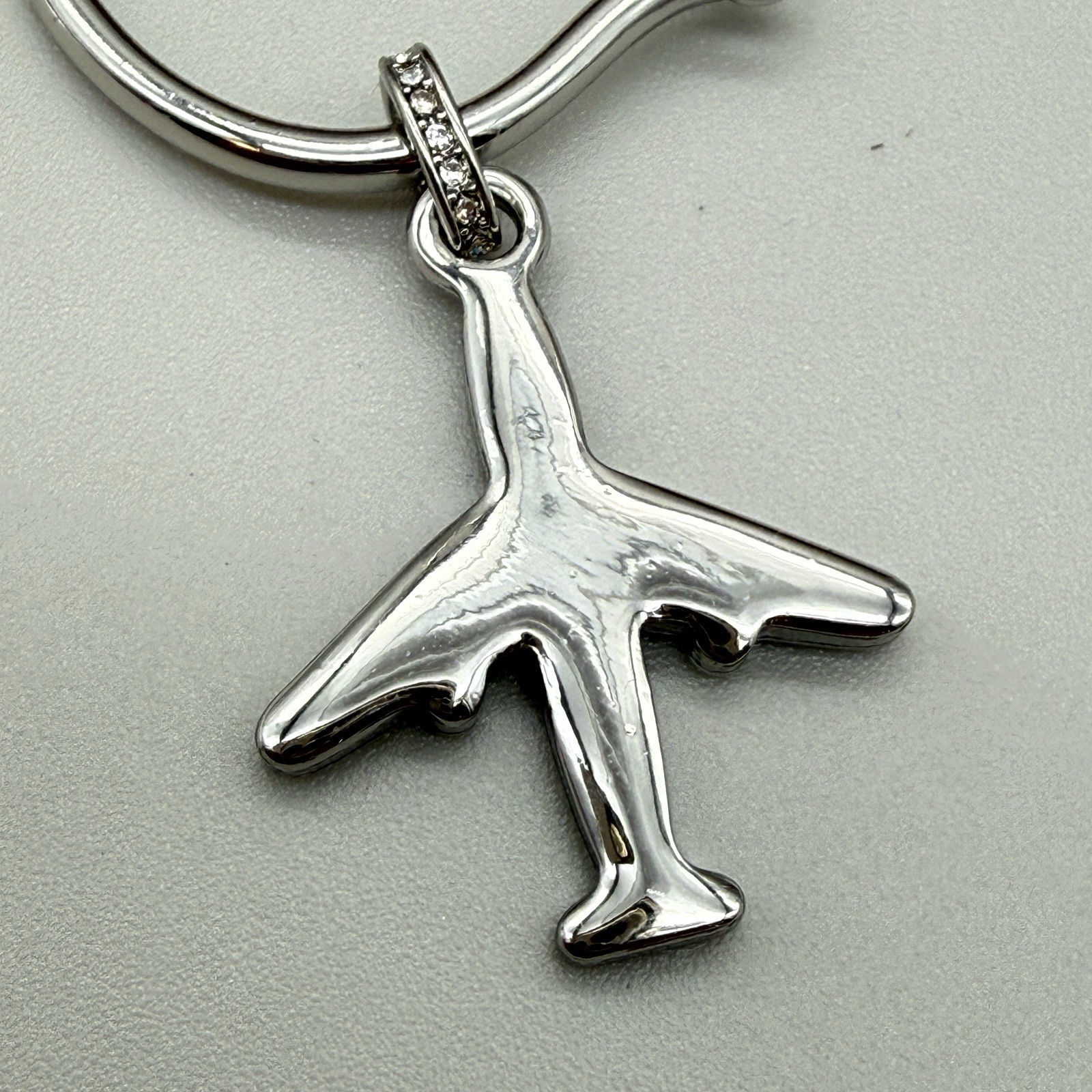 White House Black Market Airplane Necklace CZ Silver Tone WHBM Airplane Necklace