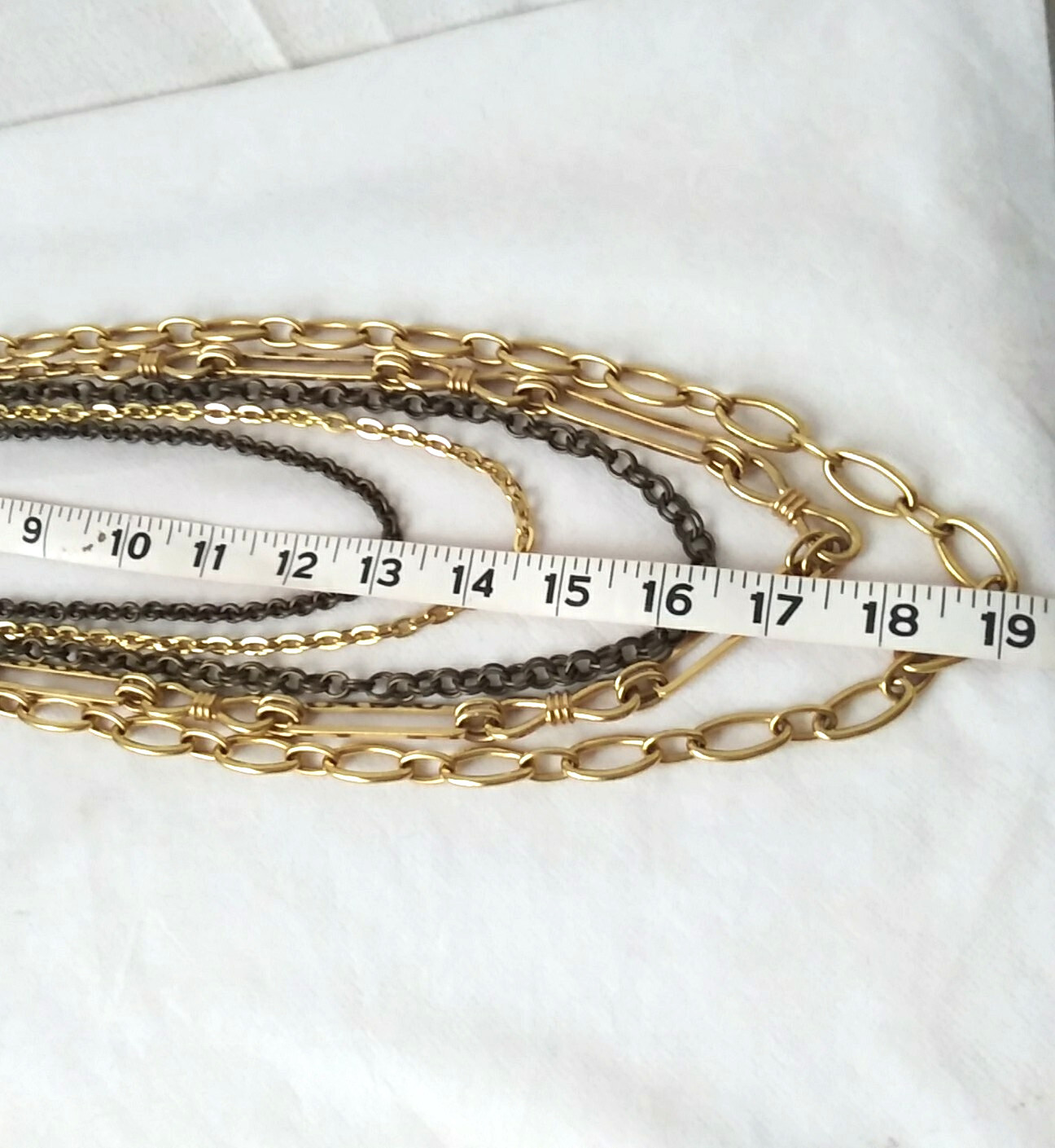Heavy Gold Tone Multiple 5 Strand Layered Chain Statement Necklace Signed WORTH