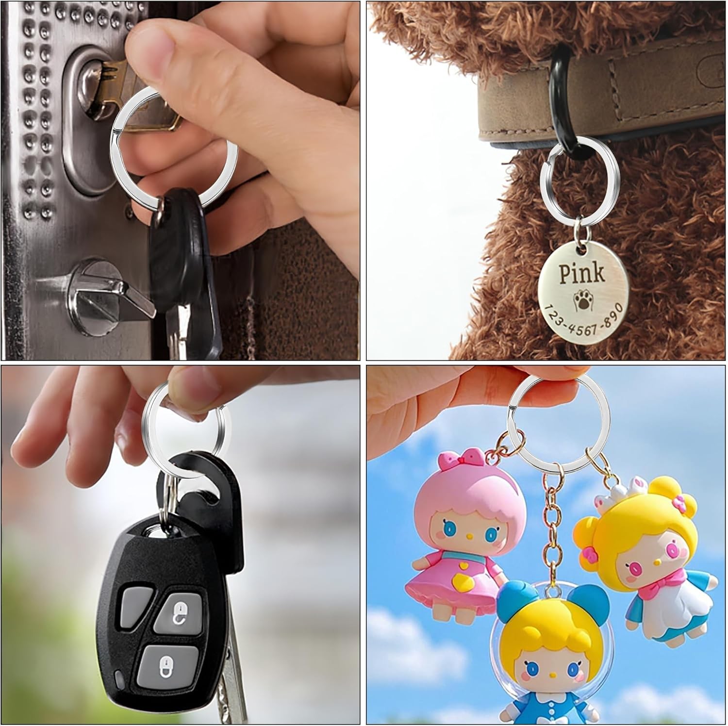 12 pcs 1 Inch Stainless Steel Flat Split Key Rings for Keychains, Car Keys, Dog