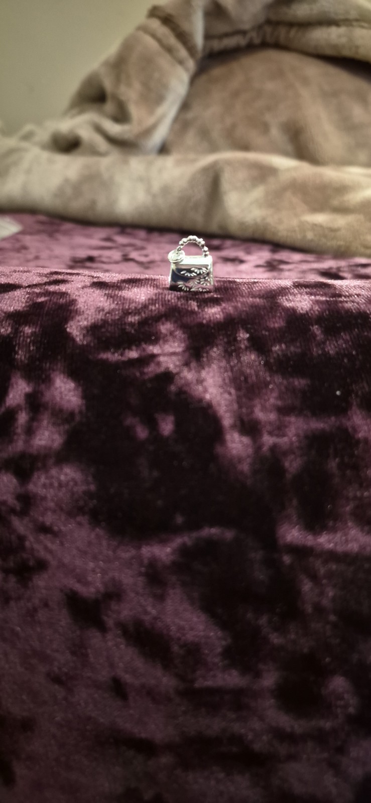 vintage sterling silver miniature handbag charm.