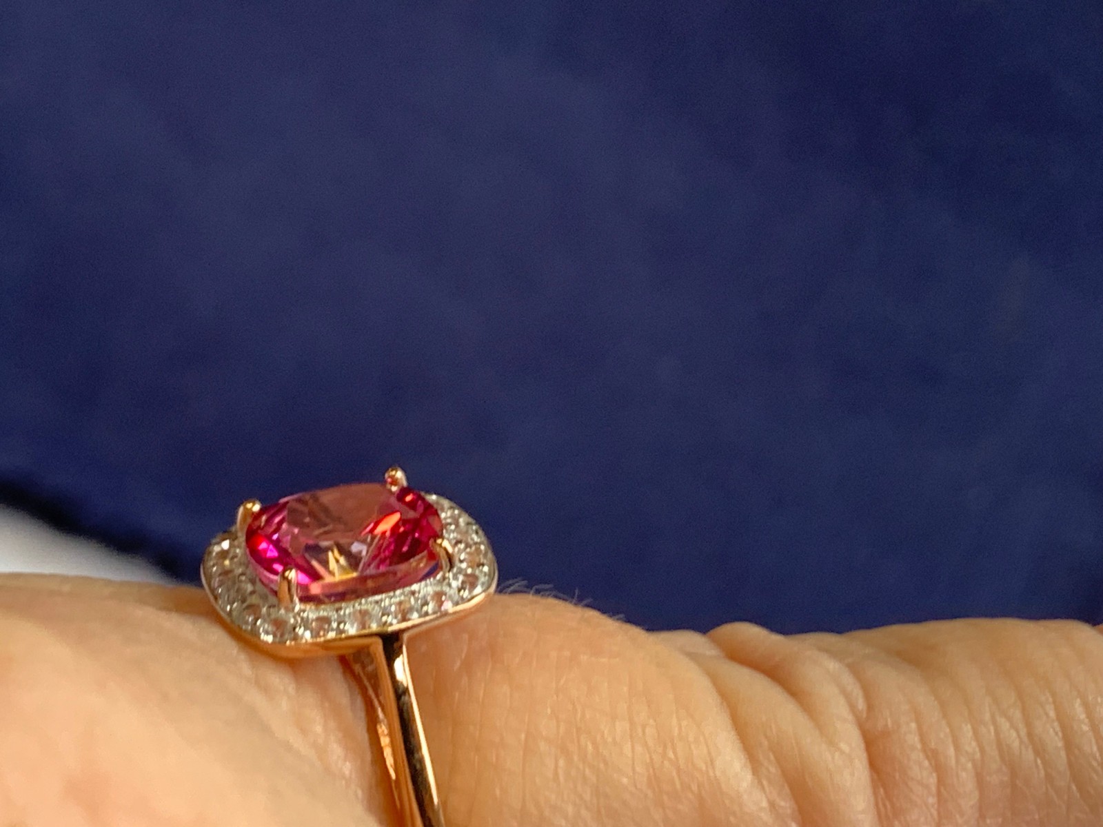 10K Rose Gold Ring 2.58g Fine Jewelry Size 8 Band Pink & Clear Color *READ*