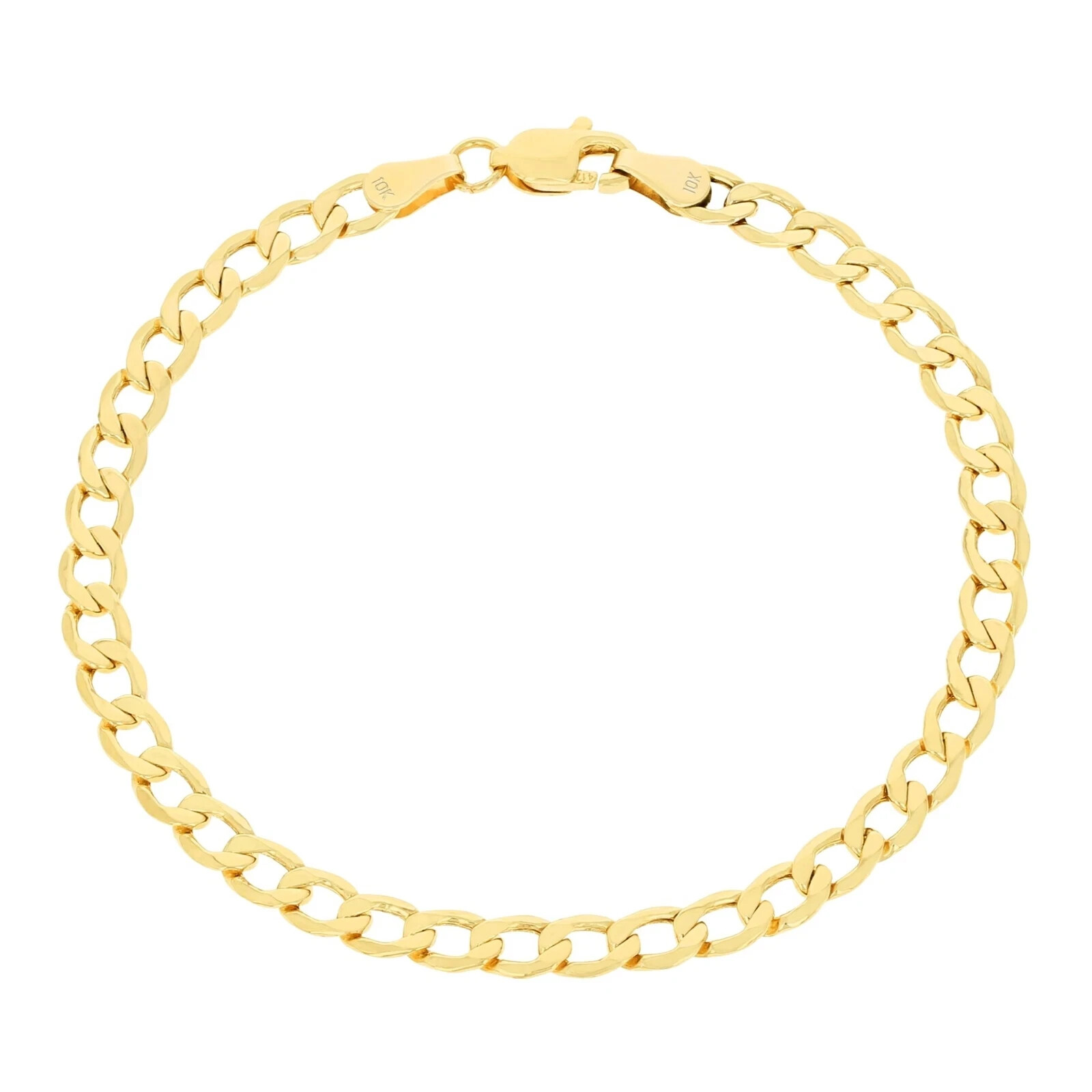 10K Yellow Gold 4.5mm Womens Cuban Link Curb Chain Bracelet Italian Made 7″