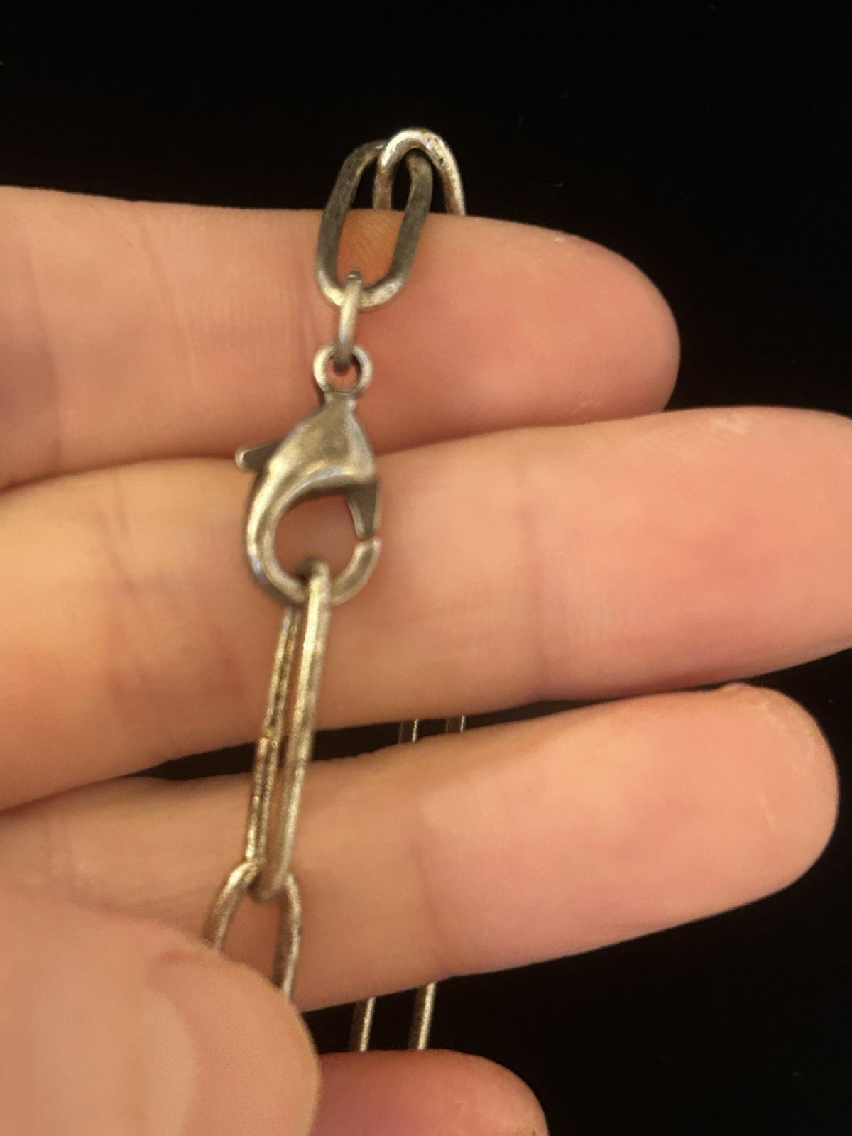 Oxidized Silver Tone 20” Medium Paperclip Chain Link Necklace NIB