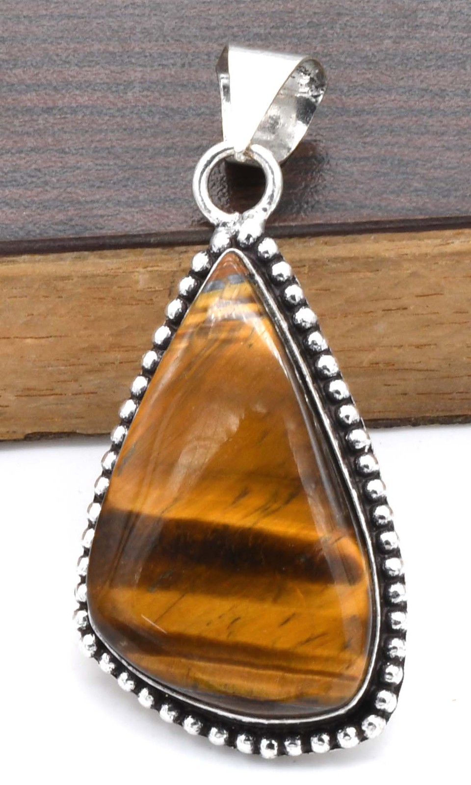 Tiger Eye Natural Gemstone Pendant Jewelry 0.9″ P 4089