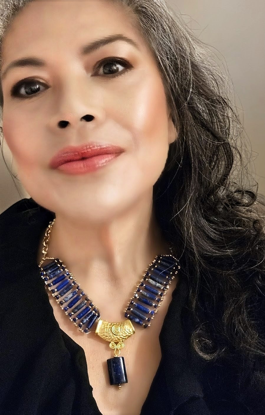 Natural Lapis Lazuli In Ancient Egyptian Inspired Handwoven Necklace -Stunning!