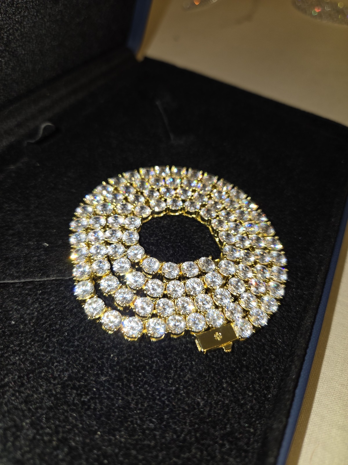 5mm Tennis Chain CZ Cubic Zirconia Yellow Gold 22in Box Clasp IceCartel