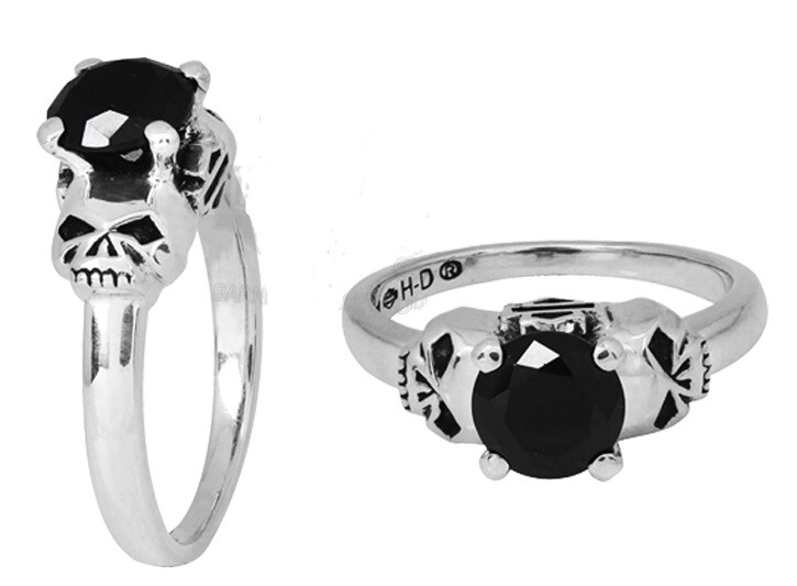 Women’s Harley-Davidson® Willie G® Skull Black Stone Solitaire Ring 100 HDR0373