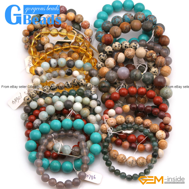 Natural Beaded Gemstone Bracelet 7 Inch Assorted Stones In Bulk Free Shipping