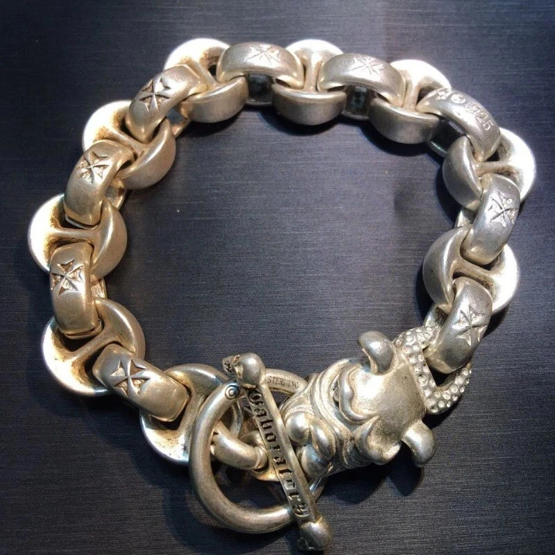 Asian chinese old miao silver hand cast statue bracelet jewel cool gift
