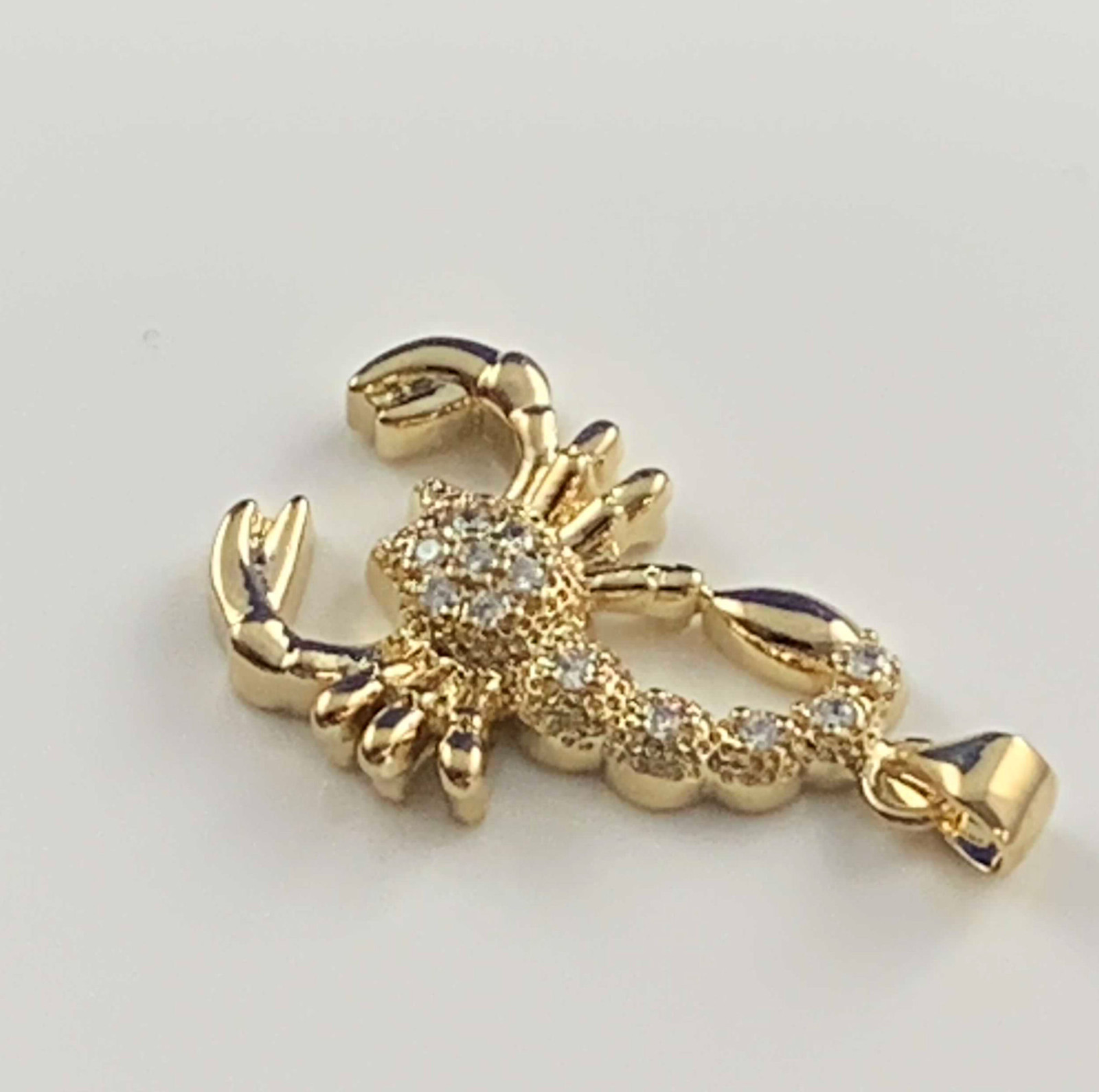 Scorpion Scorpio Zodiac Pendant with CZ’s 24k Yellow GP Astrological Sign