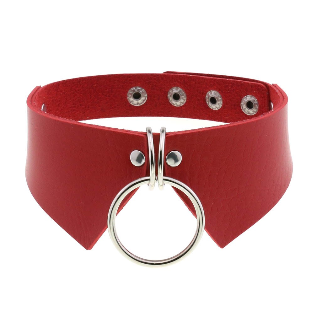 Stylish Boho O-Ring Shirt Collar Choker Adjustable PU Leather Necklace Partywear