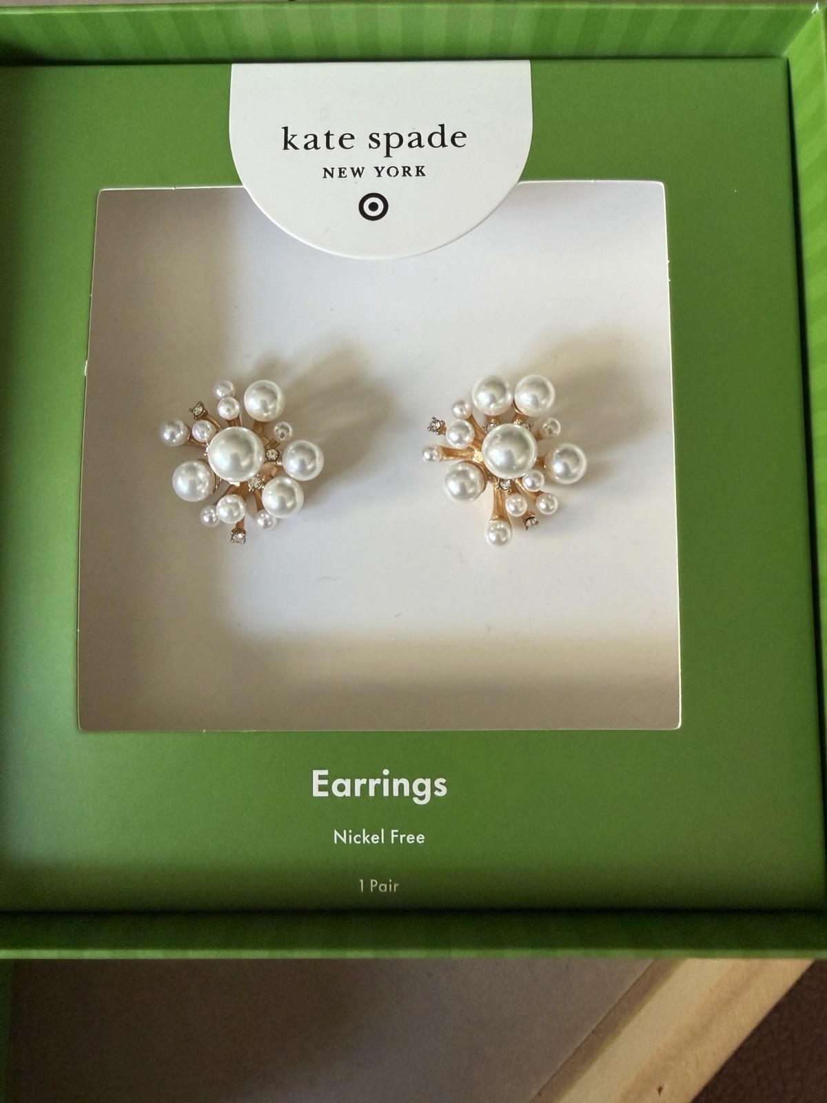 Kate Spade New York x Target Pearl & Crystal Gold Cluster Flower Earrings New