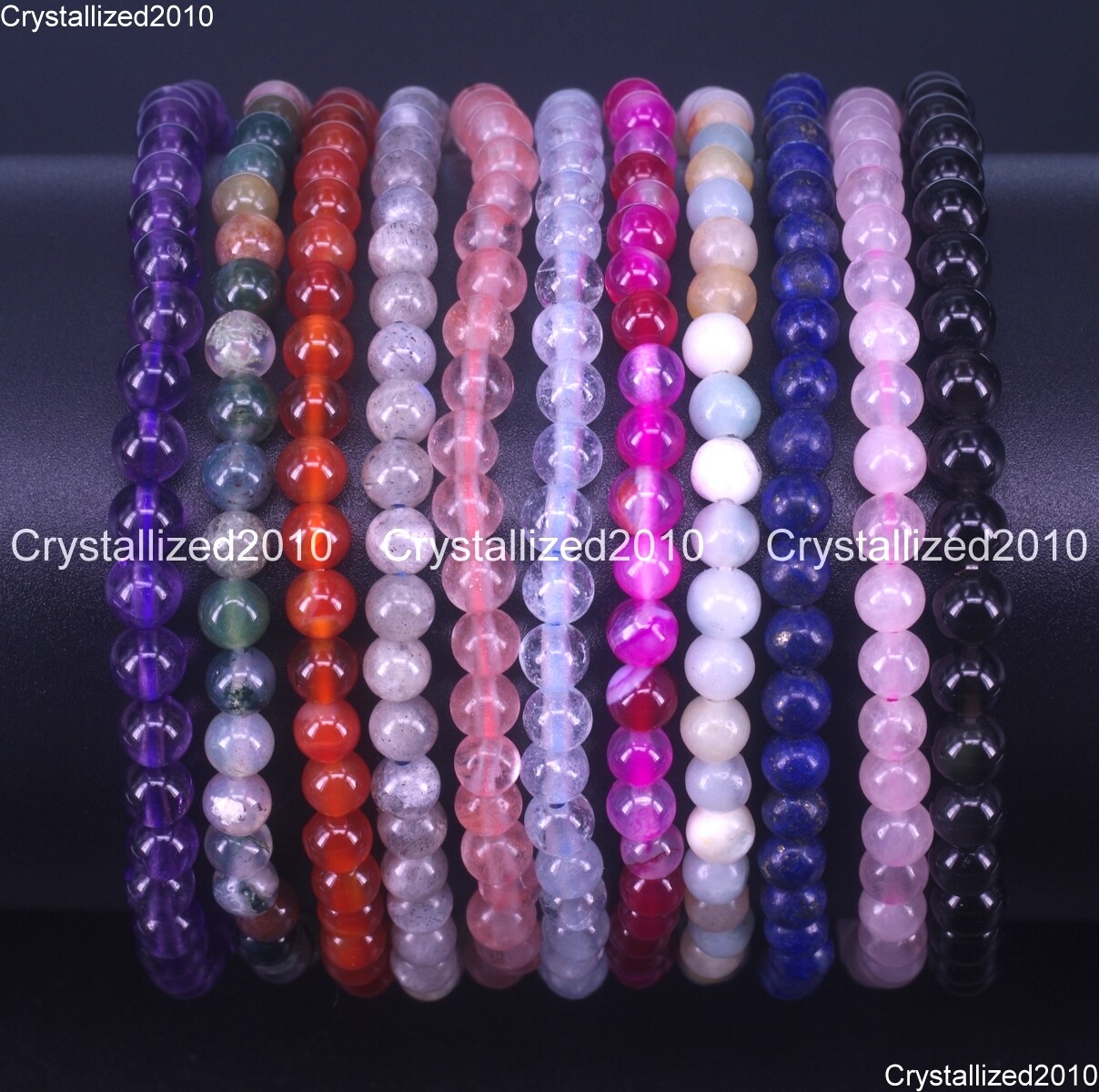 Handmade 4mm AAA Natural Gemstone Round Beads Stretchy Bracelet Healing Reiki 8″