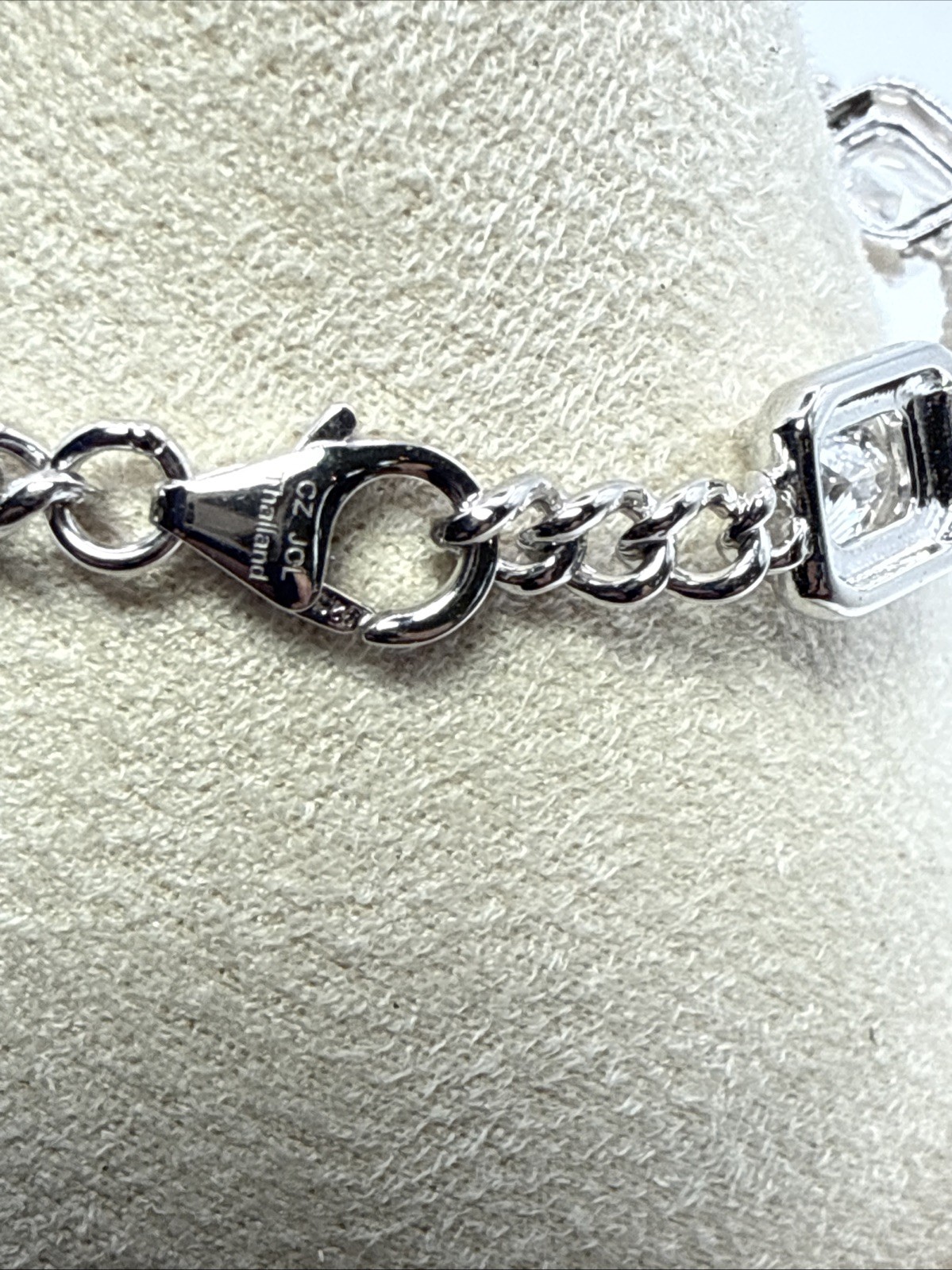 STERLING SILVER .925 CZ JCL Rectangle LINK bracelet