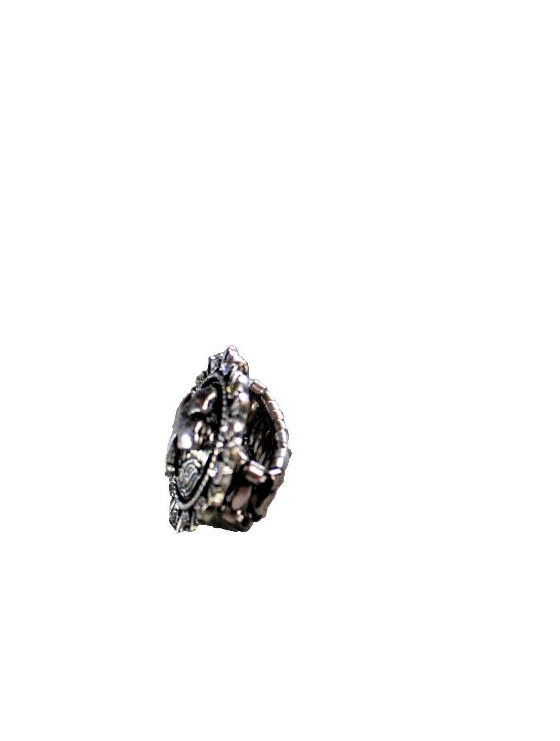 Western Womens Ring 1.25 in Cross Stretch Round Crystal Silver Cowgirl Rodeo