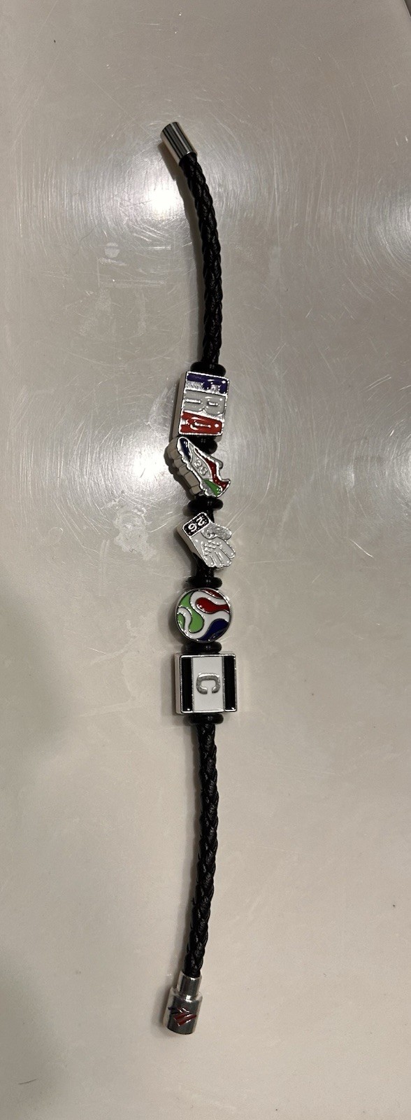 FIFA World Cup France Black Braided Charm Bracelet BRONZE GAME ENGLAND VS FRANCE