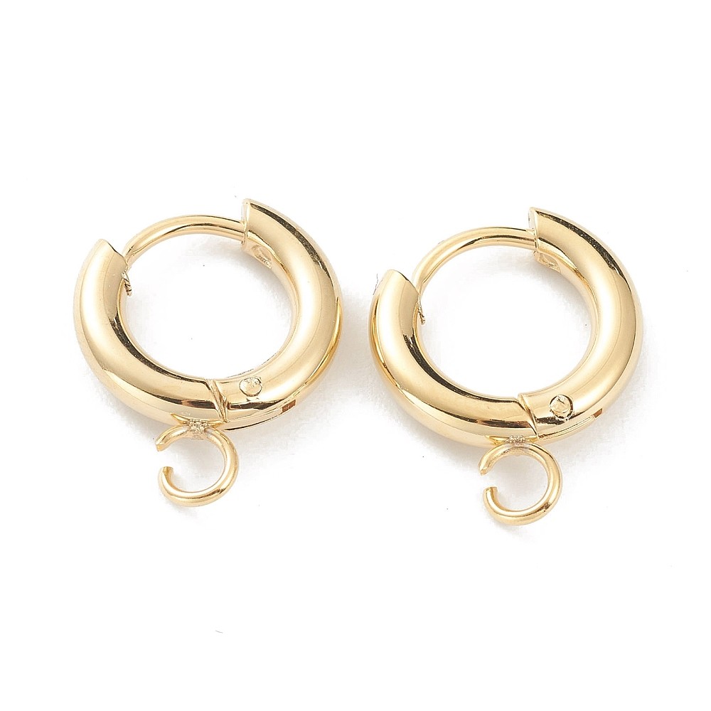 10pcs Gold Huggie Hoop Earring Findings w/ Loop Pin for Earrings Jewelry Making