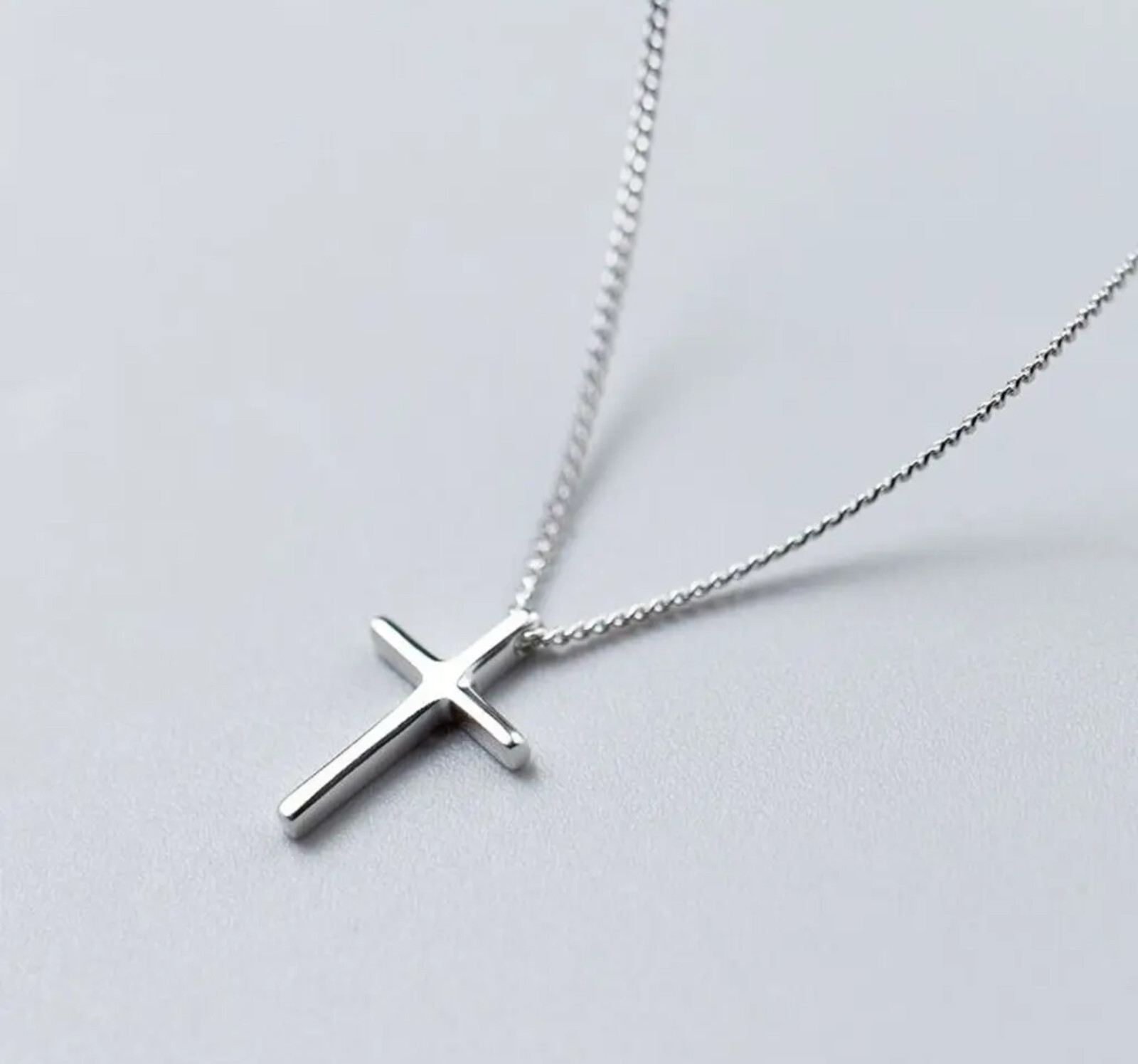 Sterling Silver 925 Small Plain Cross Women’s Ladies Pendant Necklace