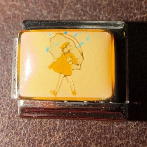 #1/4 Vintage WH “MORTON SALT” GIRL CHARM ORIGINAL Italia CHARM for 9MM Bracelet