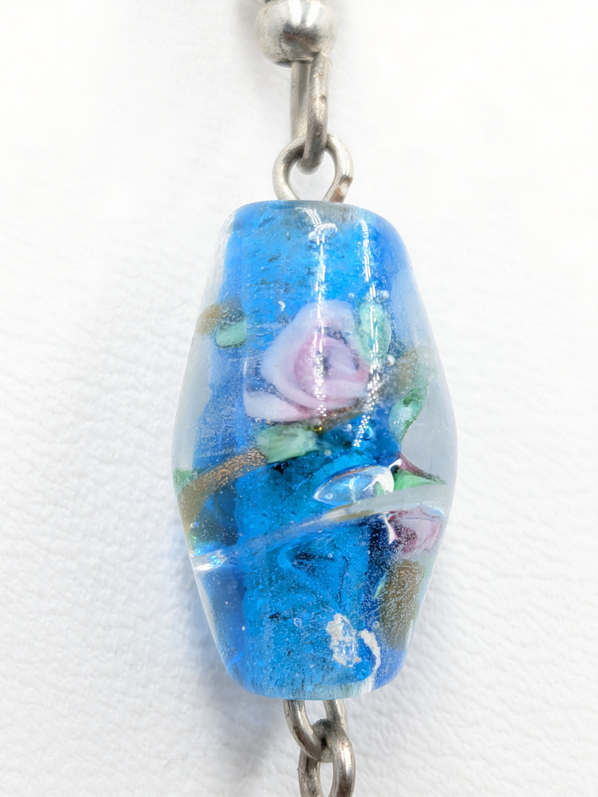 Premier Designs Necklace 35 in Colorful Art Glass Silver Tone Long Bead Strand