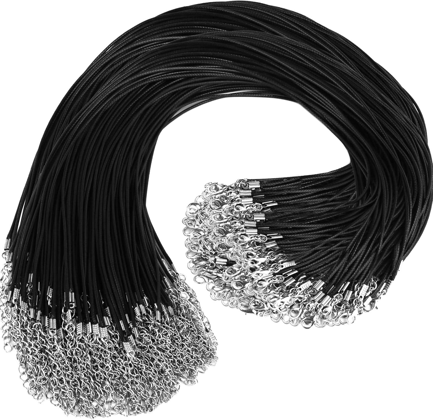 100Pcs Premium Leather Necklace Chains Bracelet Cord with Clasps for Pendants