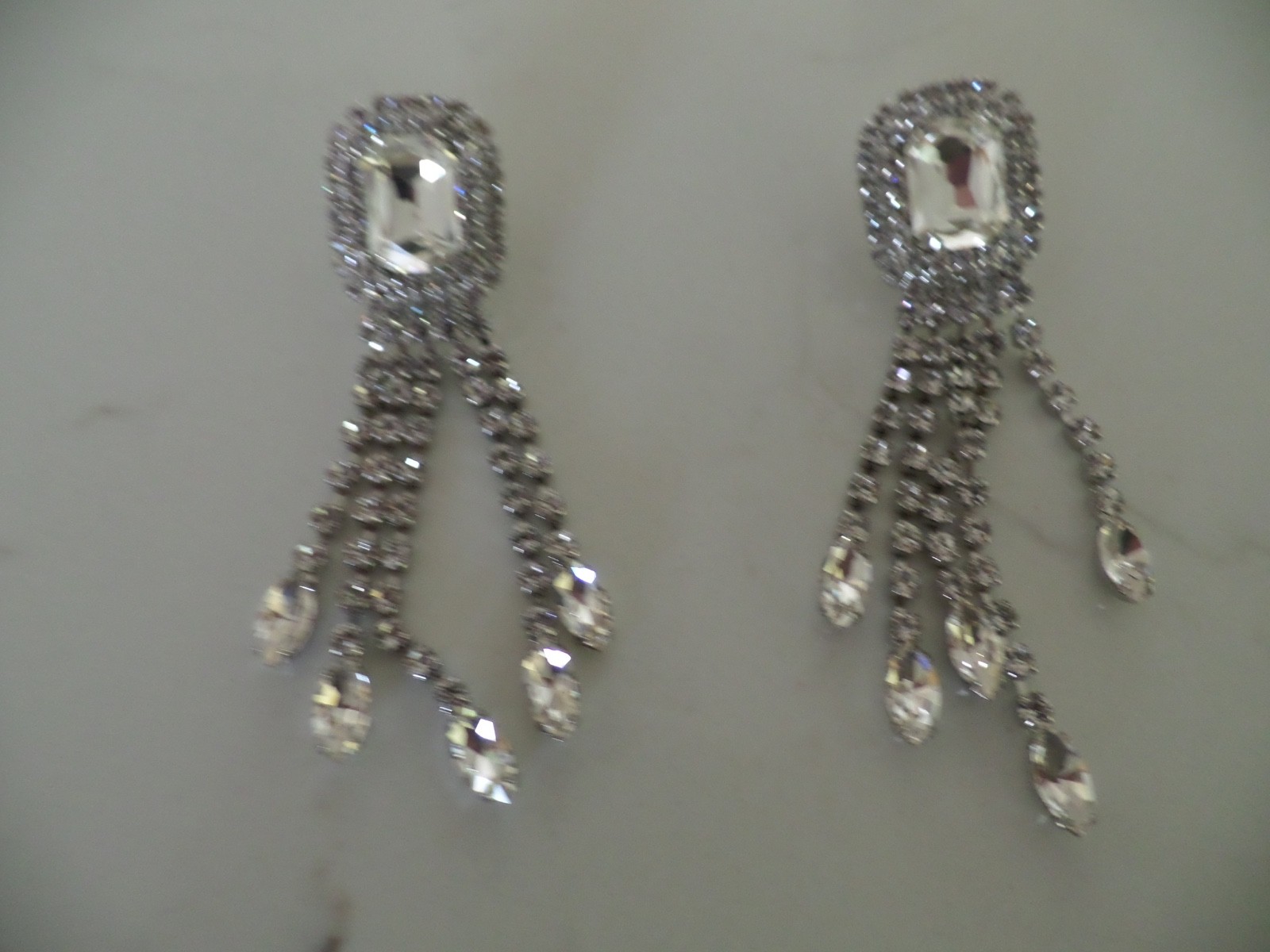 New Latest DANNIJO clear crystals drop earrings screw back, retail $229
