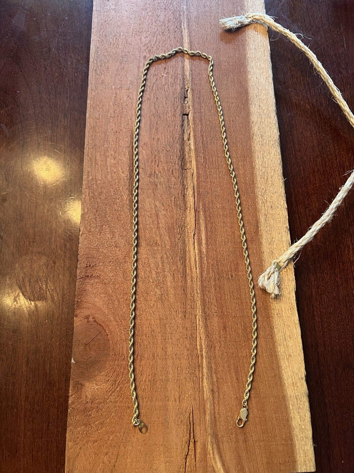 Gold Plated Rope Chain Necklace 14KGP Classic Simple 24 Inch