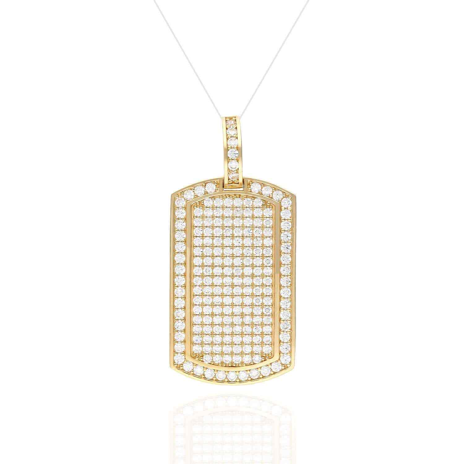 2.20CTW CZ Dog Tags Pendant 14K Yellow White Rose Gold