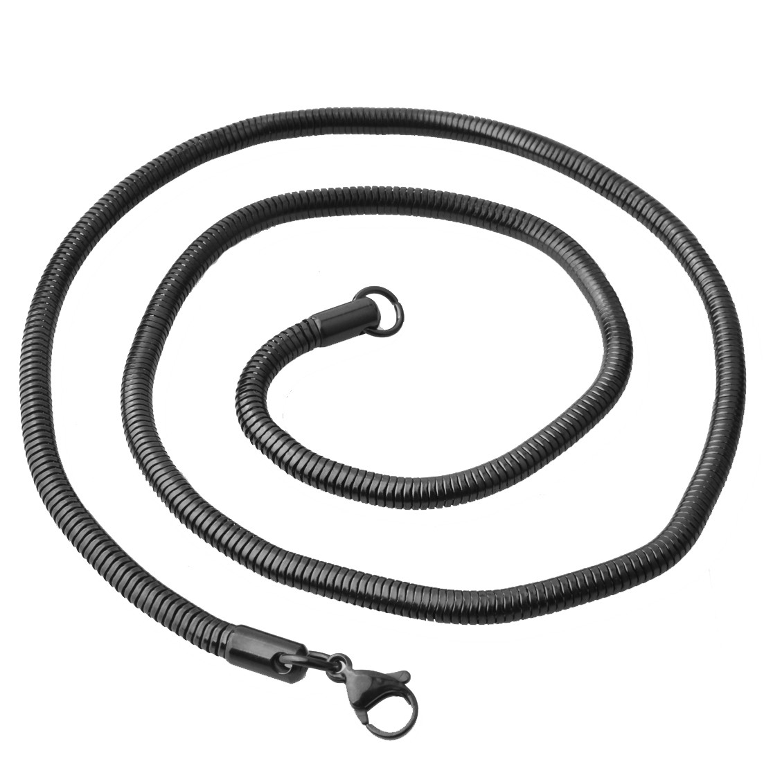 4.2mm Cool Stainless Steel Black Snake Round Chain Men’s Necklace Jewelry 23.6″