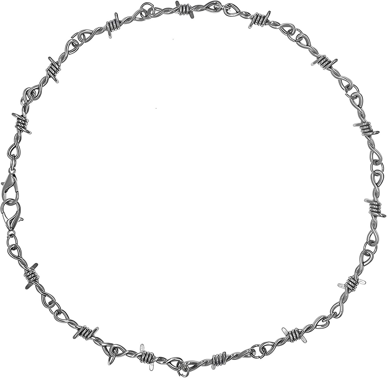 Barbed Wire Thorns Chunky Brambles Chain Necklace for Men Women Punk Retro Hipho