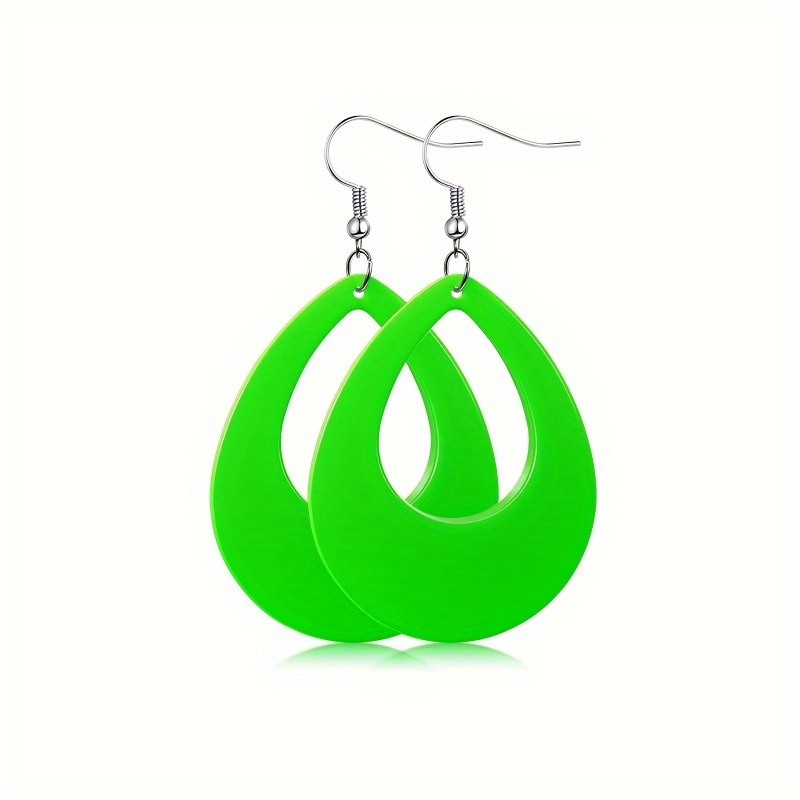 6 Pairs of Neon-themed Party Pendant Earrings, Teardrop-shaped Earrings