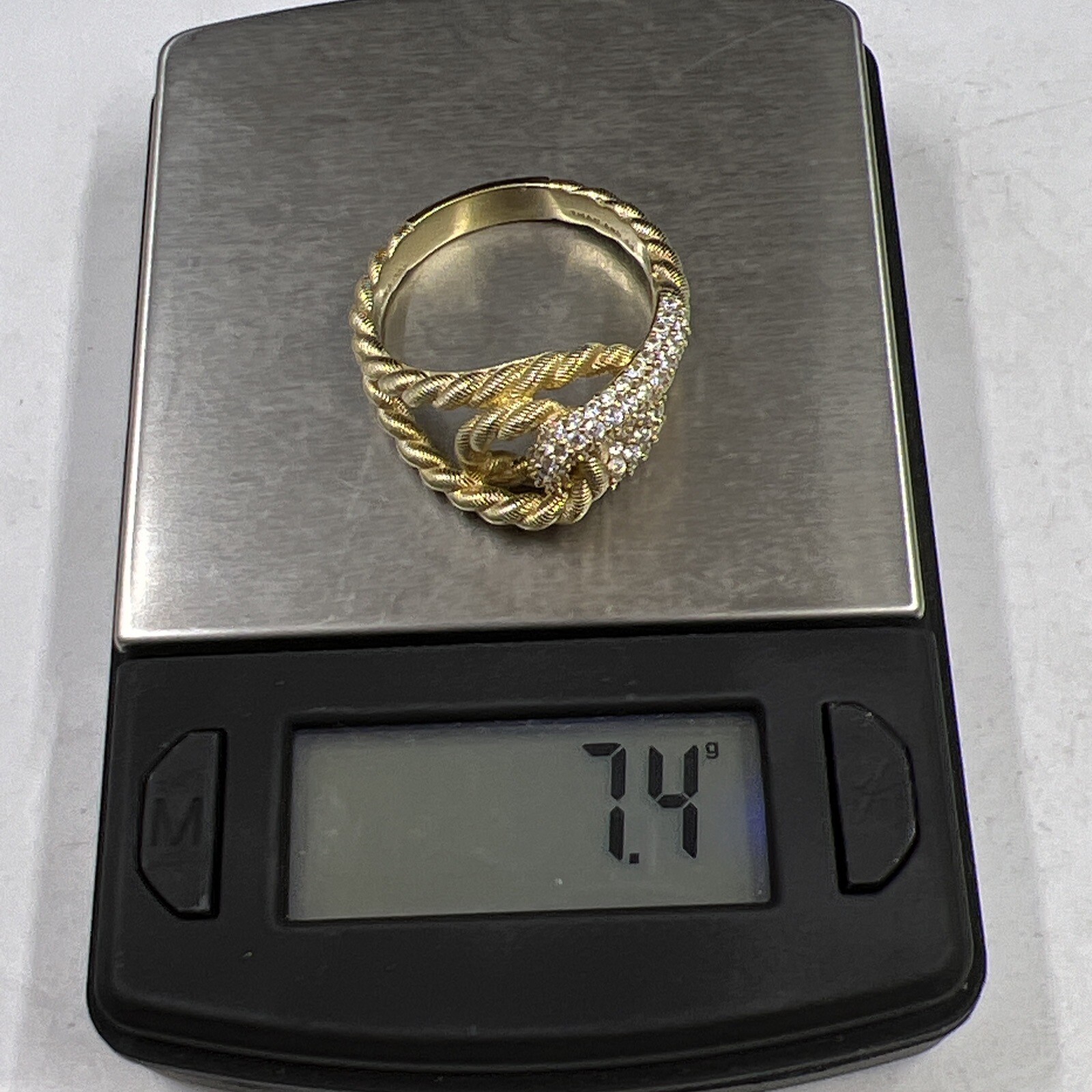 Judith Ripka 1.10 Bella Luce Diamond Simulated CZ Gold Clad Ring Sterling Silver