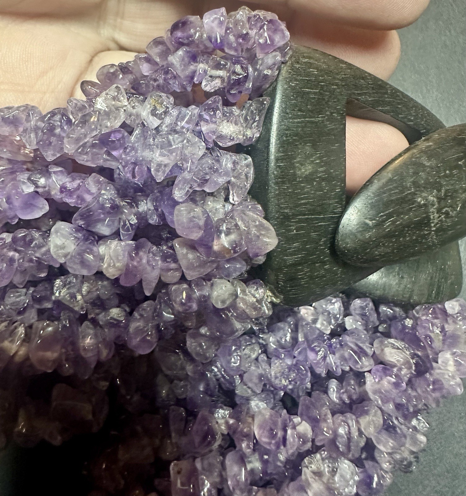 Chunky Multi Strand Natural Amethyst Statement Torsade Necklace 16-18.5″ 359.5g