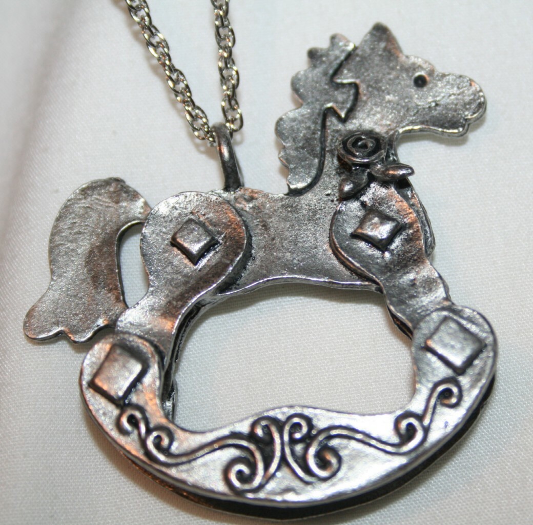 Adorable Sculpted Rocking Horse Hobby Horse Pendant Necklace