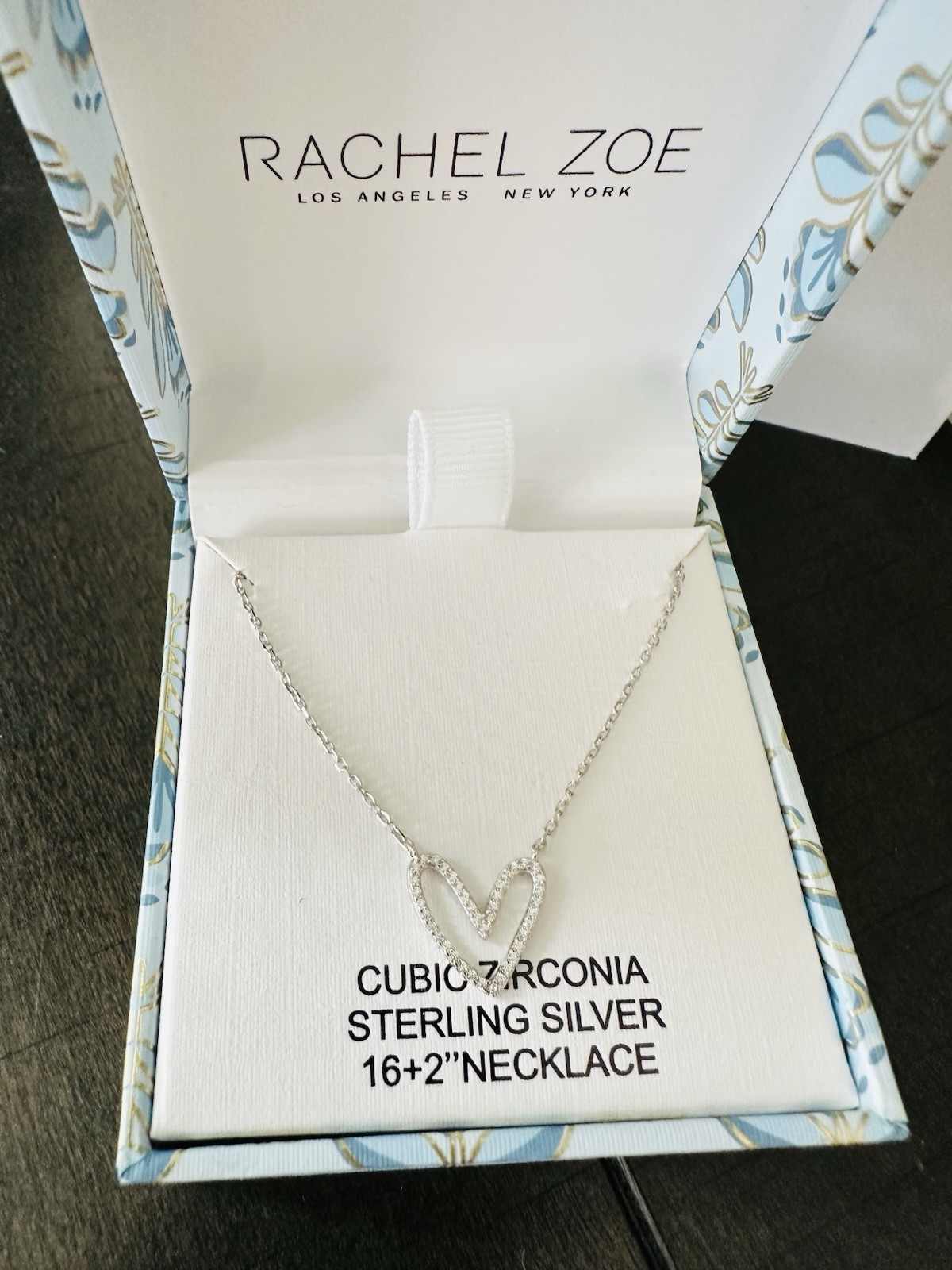 New Rachael Zoe 925 Sterling Silver & CZ Heart Necklace – Mother’s Day Special