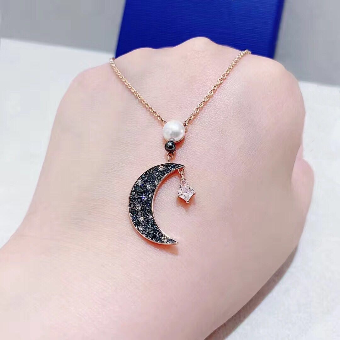 Swarovski Elements Moon Necklace Crystal Ghost Star Clavicle Chain Jewelry Gift