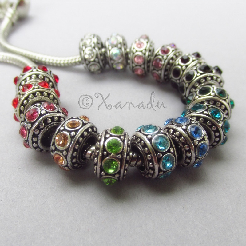 5PCs European Birthstone Beads Set – Large Hole Spacers – 15 Colors Available