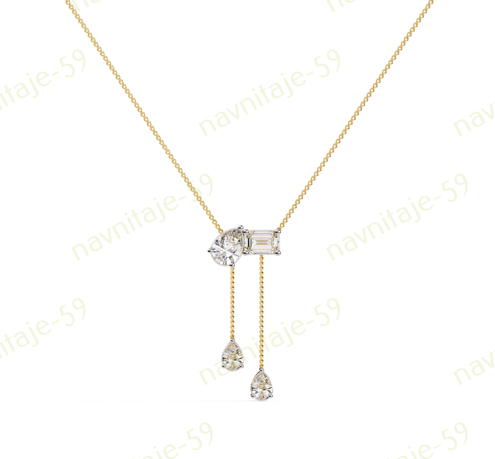 Women’s Chain 18″ Necklace Simulated Diamond 14K Yellow/ White/ Rose Gold Plated