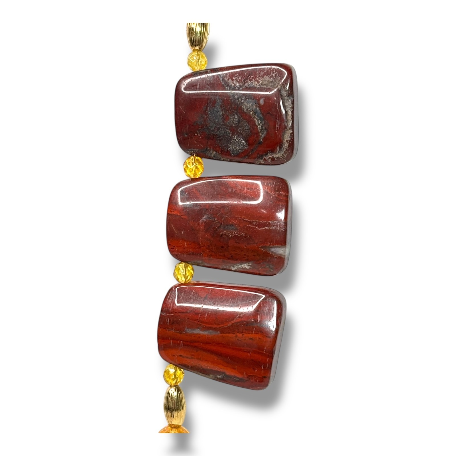 c.1990s Artisan Brecciated Red Jasper Treated Quartz Necklace 23in Hook Clasp