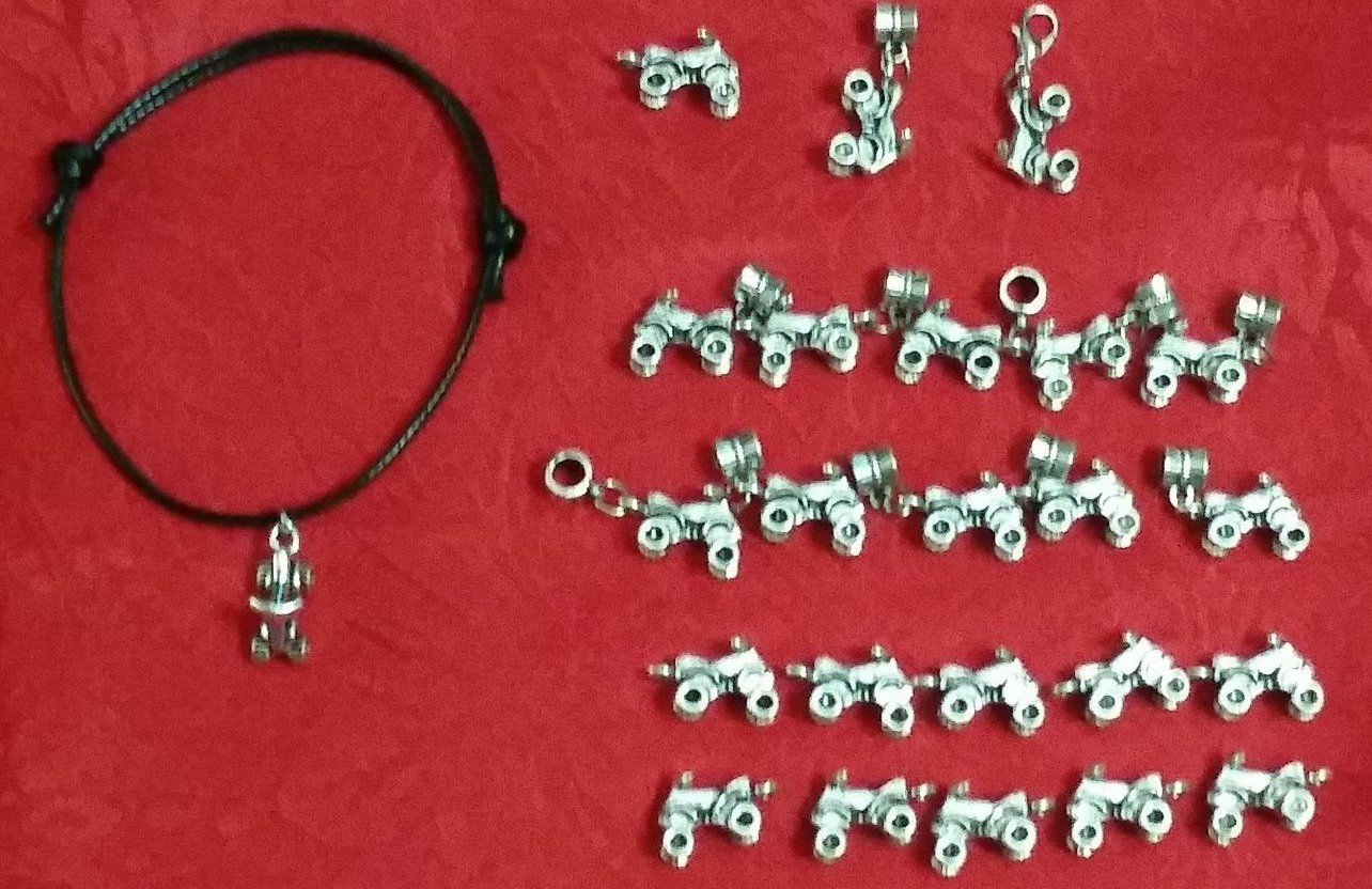 ANTIQUE SILVER FOUR WHEELER 3D CHARM OR LOT OF 10 – LOBSTER CLASP BAIL U CHOOSE